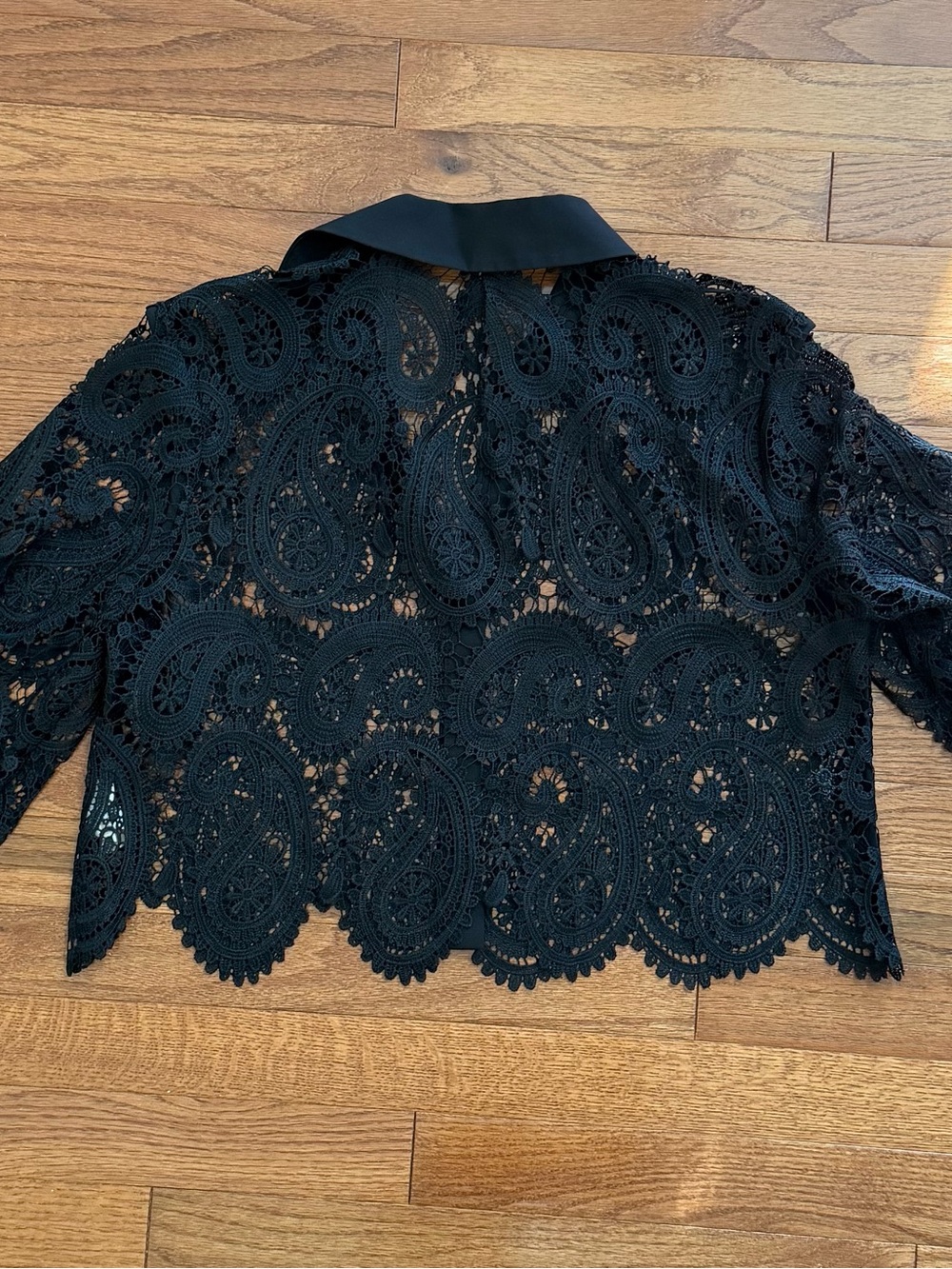 L’agence Black Lace Cropped Button-Up Blouse XS - Picture 4 of 6